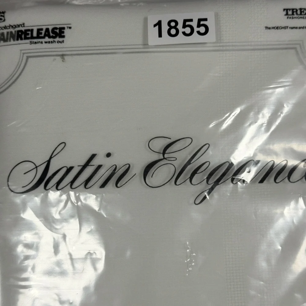 Vtg Bardwil Satin Elegance White Tablecloth 60x144 Oblong Stain Release USA